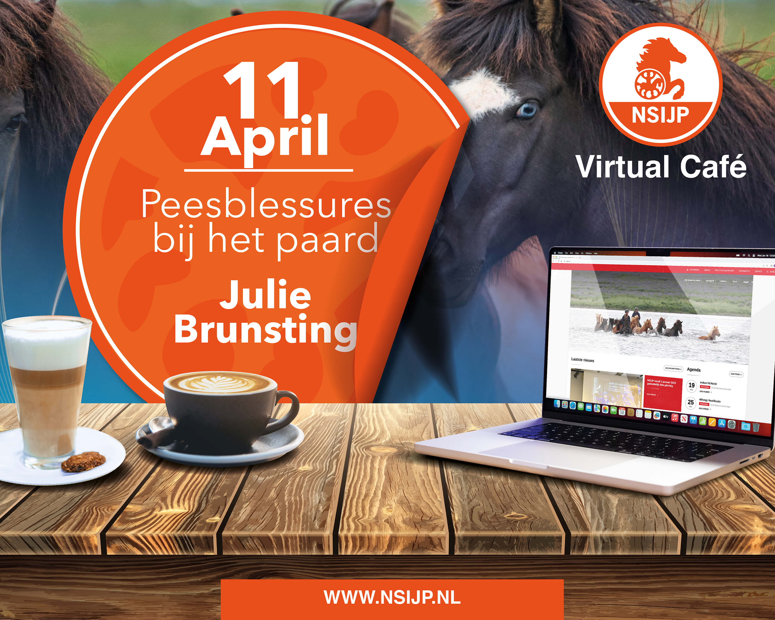 Virtual Café 11 april: “Peesblessures bij het paard” door Julie Brunsting